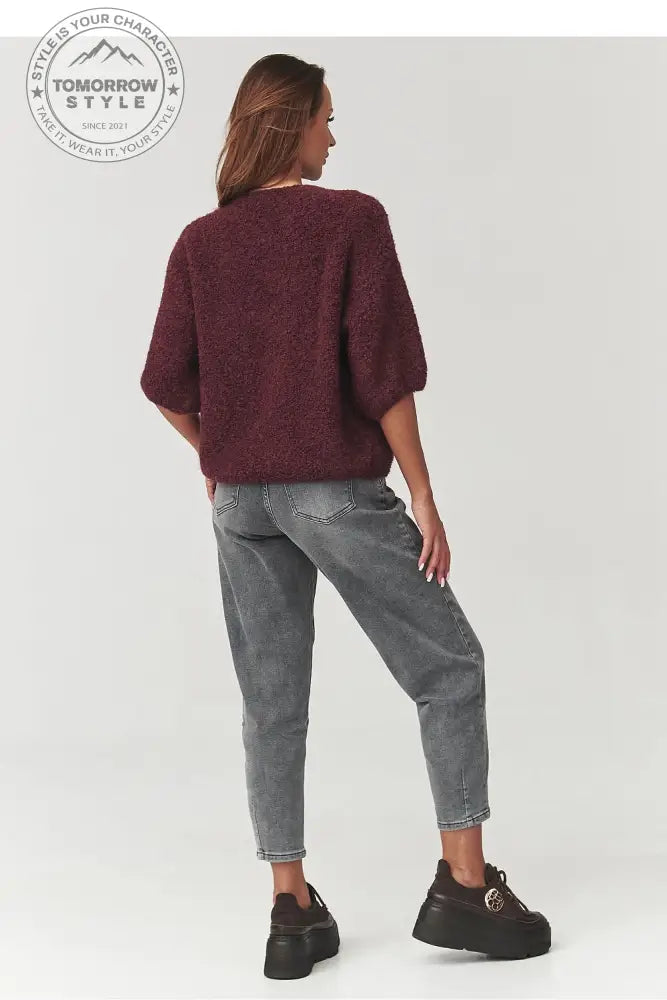 Stylischer Bouclé - Pullover mit Ellenbogenärmeln - Tomorrow Style