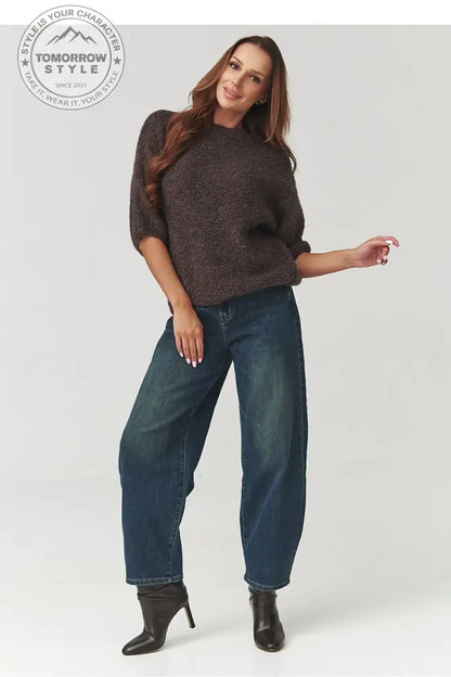 Stylischer Bouclé - Pullover mit Ellenbogenärmeln - Tomorrow Style