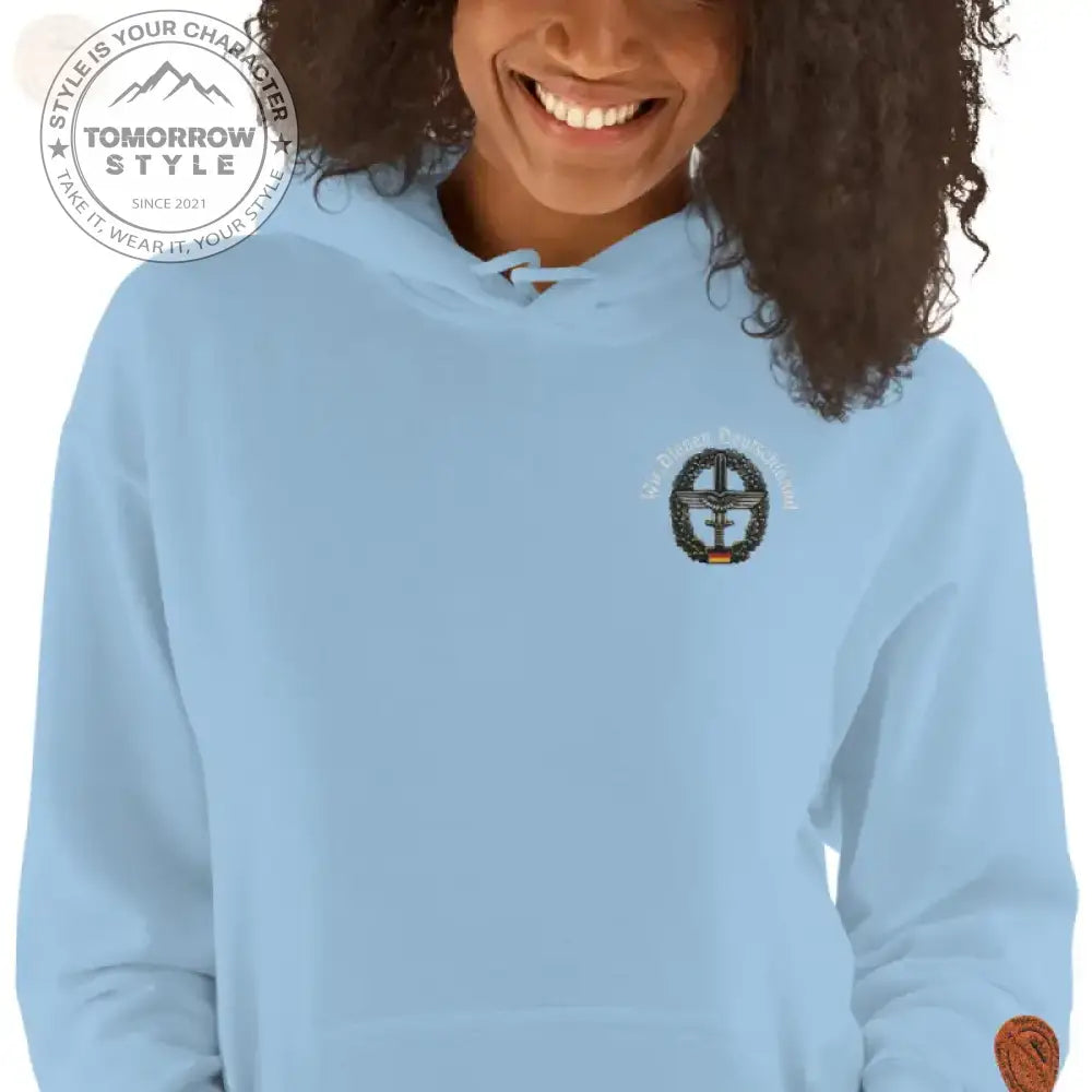 Bundeswehr Premium Hoodie mit Stickerei für Damen und Herren - Hellblau / S