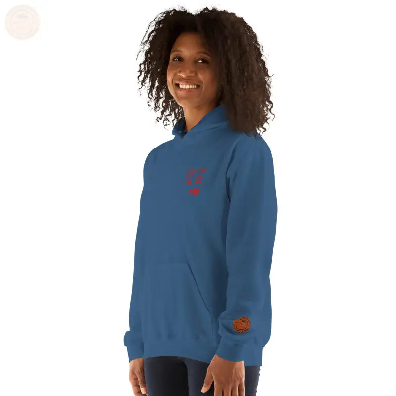 Bestickte Damen Hoodie - Indigoblau / S