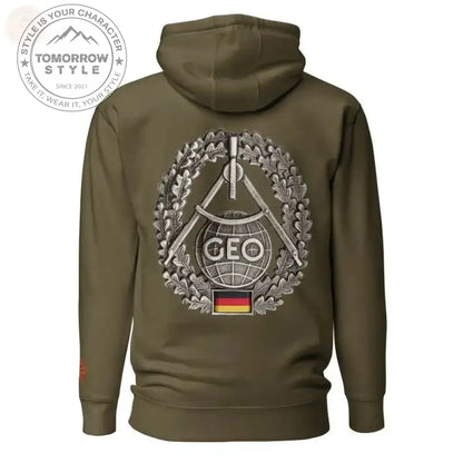Ultimativer Komfort: Premium - Hoodie der Bundeswehr mit Topographie - Truppenabzeichen - Tomorrow Style