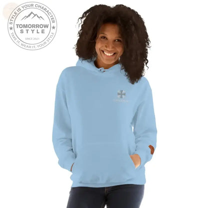 Bundeswehr Premium Hoodie mit Stickerei für D&H mit Pionier - Abzeichen - Hellblau / S