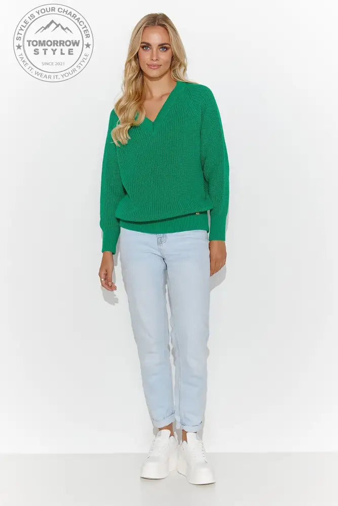 Unifarbenes Must-Have: Damenpullover mit Herzausschnitt - Tomorrow Style